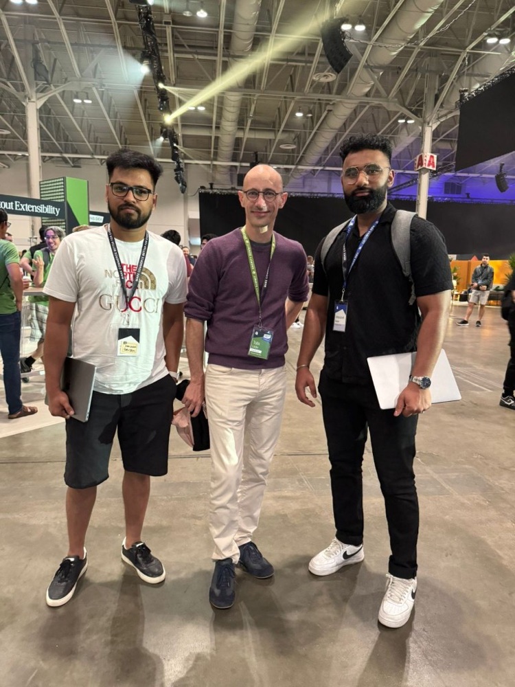 Abhishek Rajan with Tobi Lütke, CEO of Shopify, at Shopify Editions in Toronto